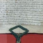 Das Original der endgültigen Fassung der Magna Carta von 1225 - die Quelle der britischen Verfassung