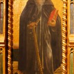 Benedetto Bembo: Abt Sankt Anthonie aus dem Torchiara Polyptych, 1462 (man beachte das kleine Schwein zu seinen Füßen!)