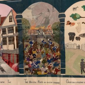 Die Bristol Riots von 1831 ist eines der dargestellten Ereignisse auf der Bristol Tapestry im Bristol Museum 